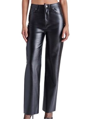 Steve Madden Black Faux Leather Straight Leg Pants Size Medium